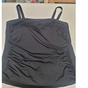 Lands End Women's Swimsuit Top‎ Black Adjustable Straps Plus Size 24W